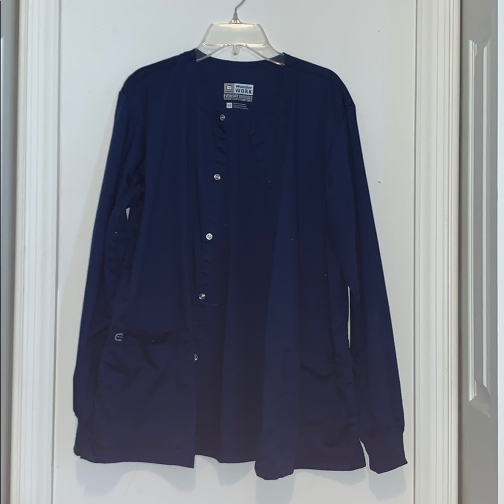 scrub button up jacket